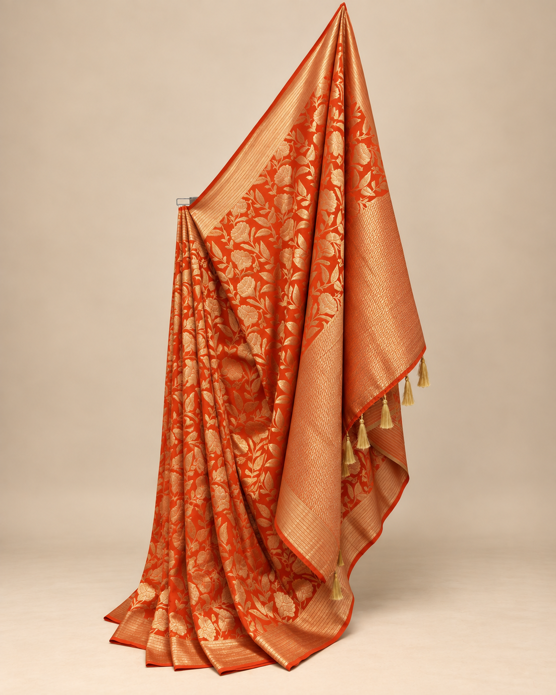 Orange Crepe Silk Saree