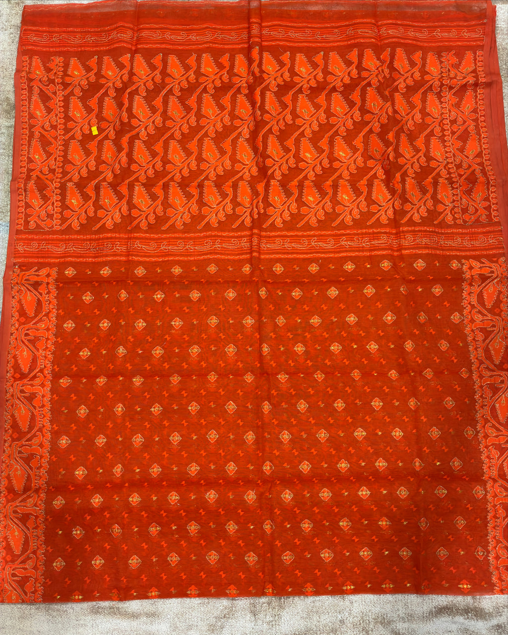 Orange Zari Jamdani Saree