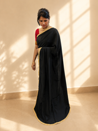 Classic Black Crepe Saree with Gold Zari Border