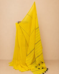 Yellow Khadi with Colourful Stripes
