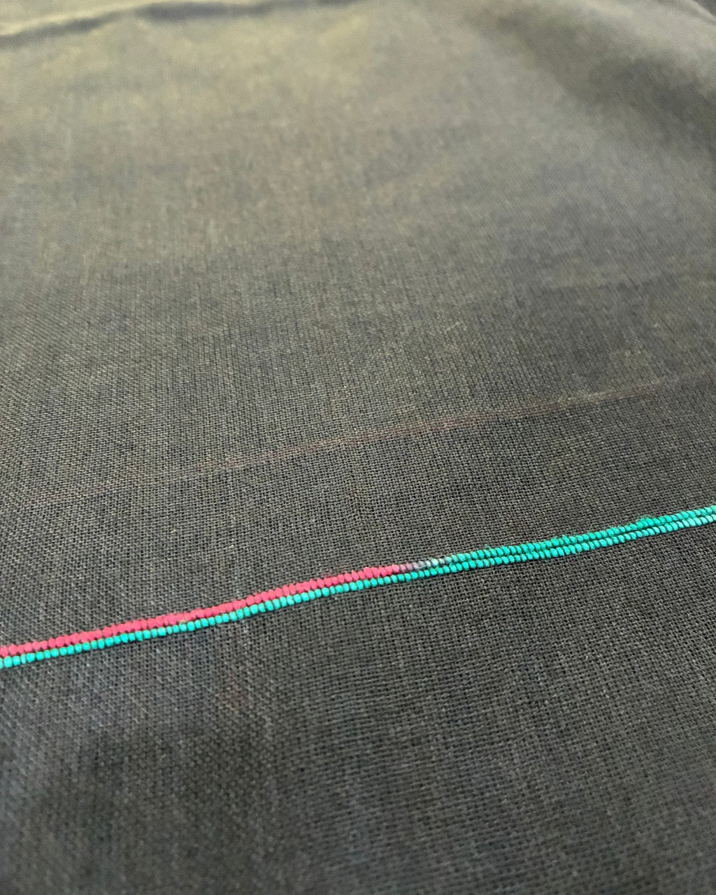 Black Khadi with Multicolour Stripes