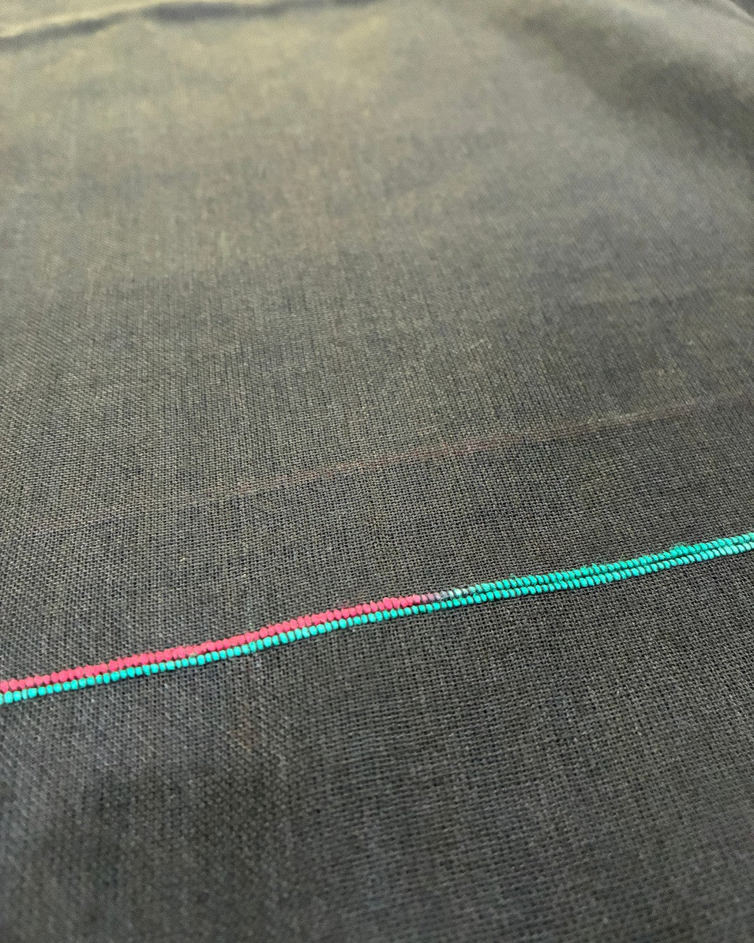 Black Khadi with Multicolour Stripes