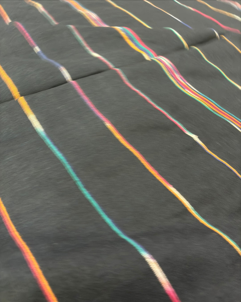 Black Khadi with Multicolour Stripes