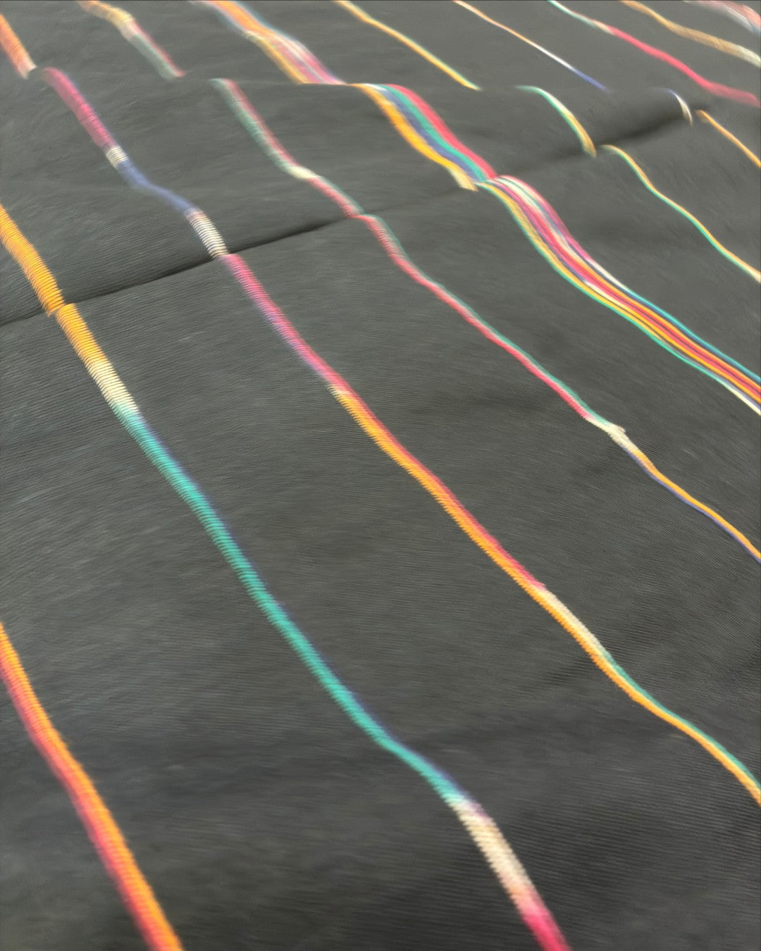 Black Khadi with Multicolour Stripes