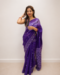 Deep Purple Matka Silk Jamdani Saree