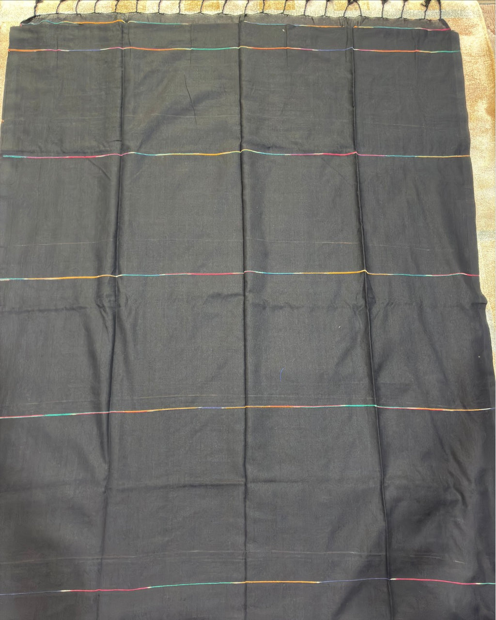 Black Khadi with Multicolour Stripes