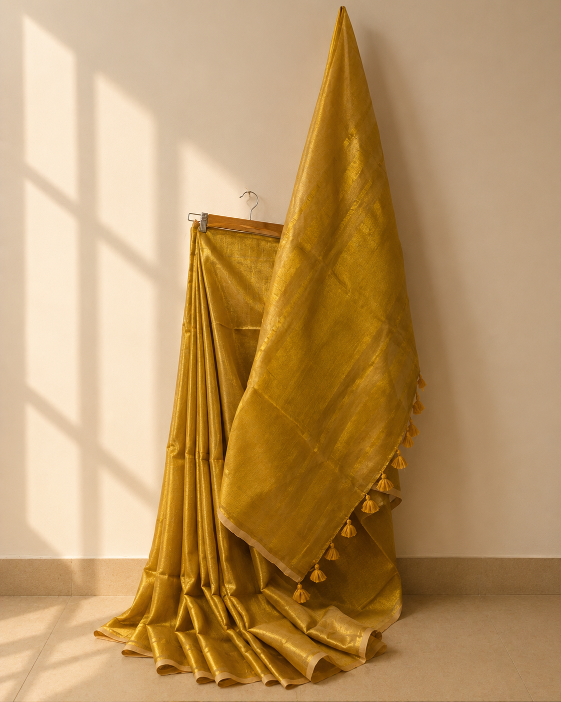 Golden Linen Tissue Saree