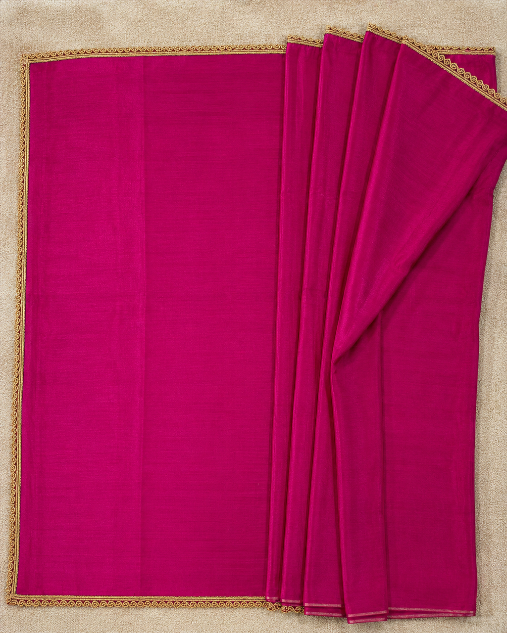 Magenta Saree with Golden Designer Lace