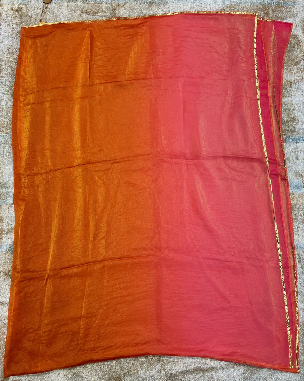 Silk Two-Tone Saree – Sunset Elegance
