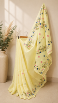 Light Yellow Organdi Stitch Cotton Saree