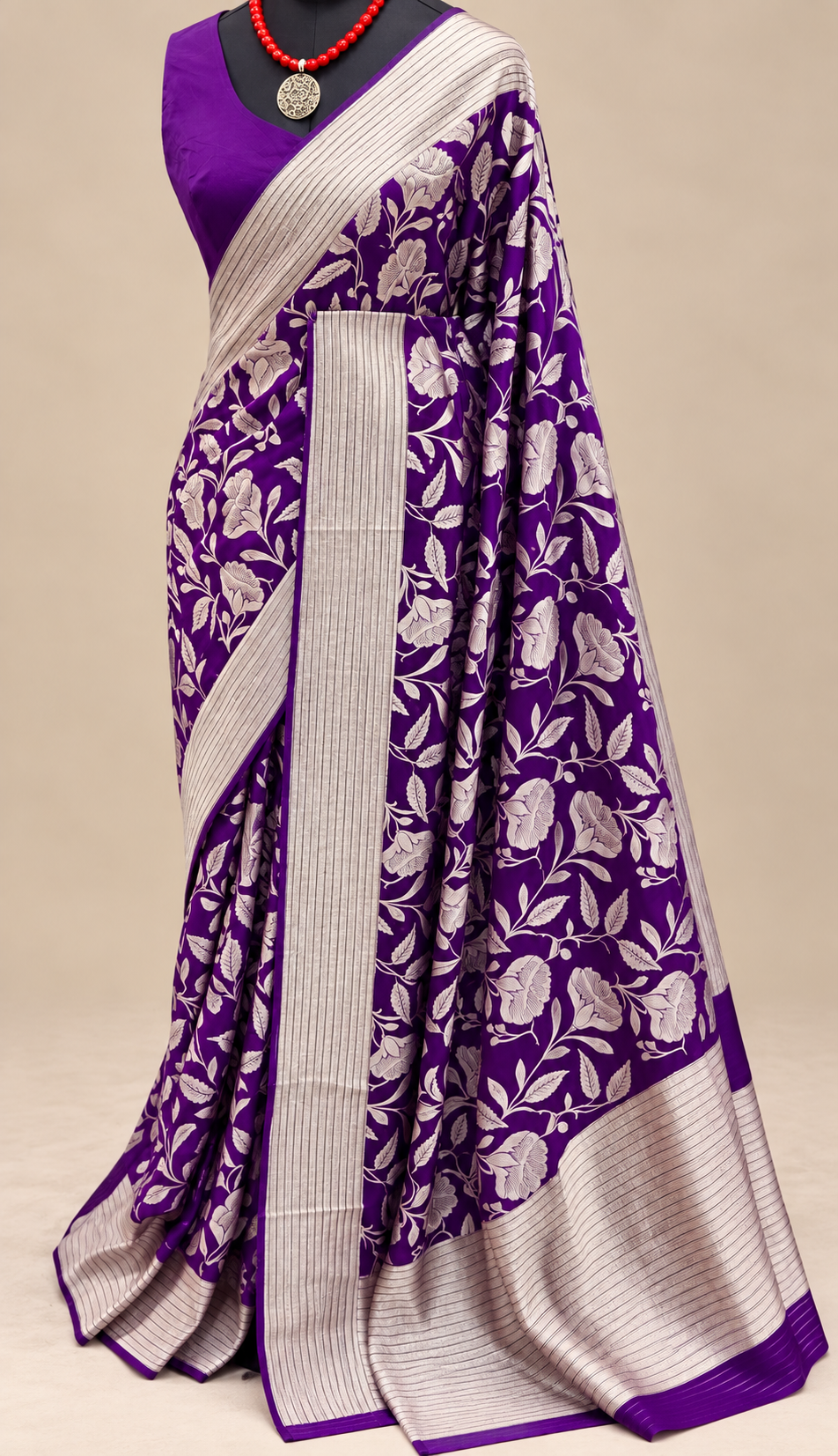 Purple Crepe Silk Saree