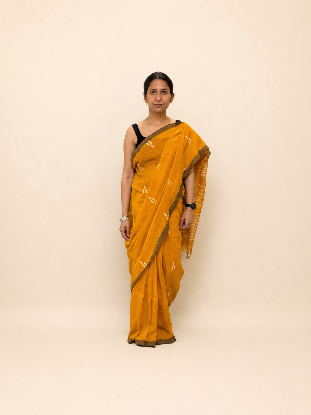 Mustard Mul Cotton Saree