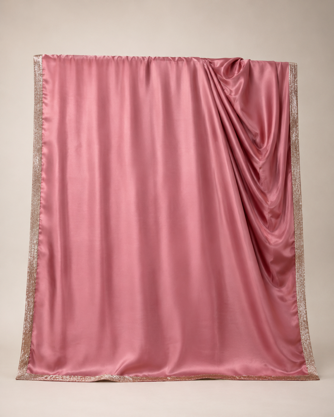 Dusty Rose Satin Saree with Broad Lace