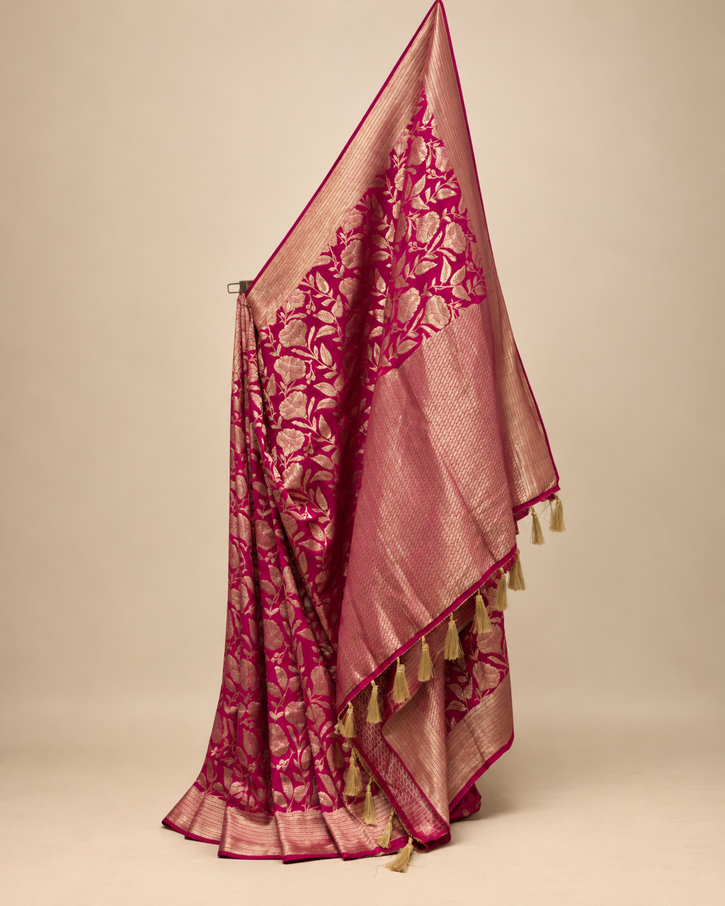 Magenta Crepe Silk Saree