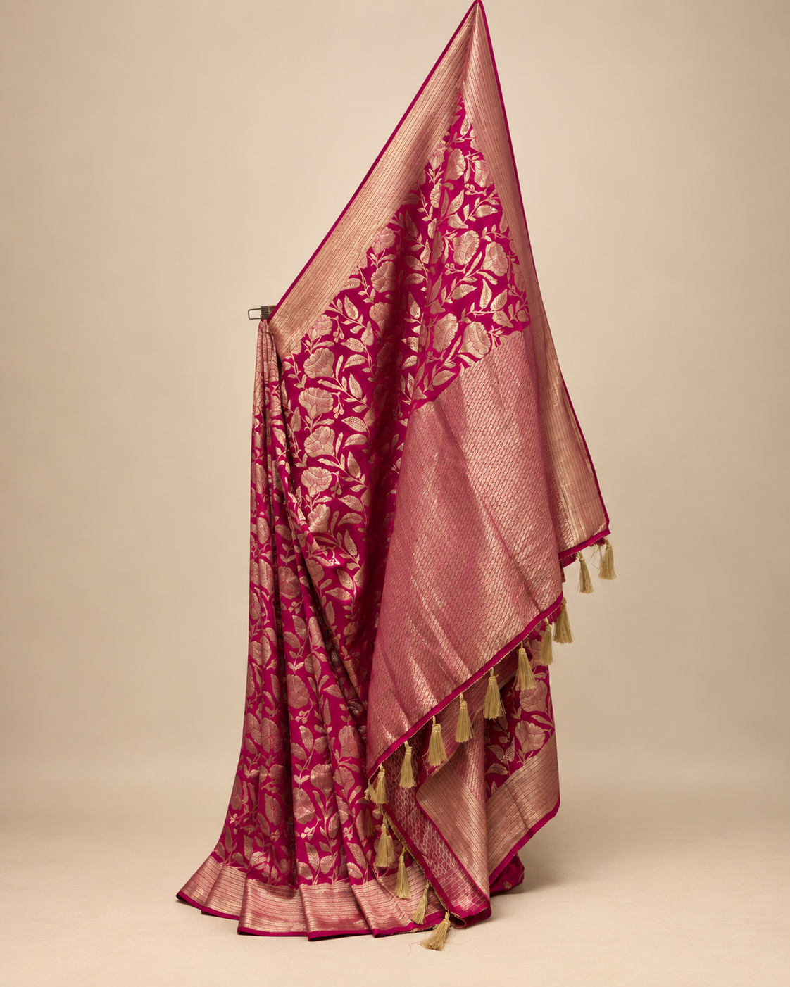 Magenta Crepe Silk Saree