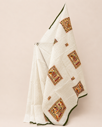 White Cotton Madhubani Handcrafted Saree