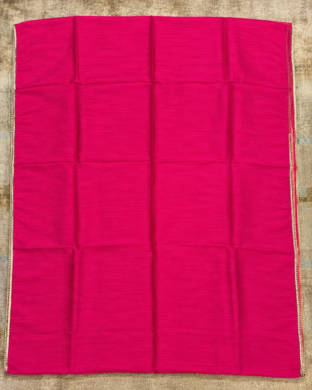 Bright Fuchsia Saree with Gotta & Cowrie Shell Lace
