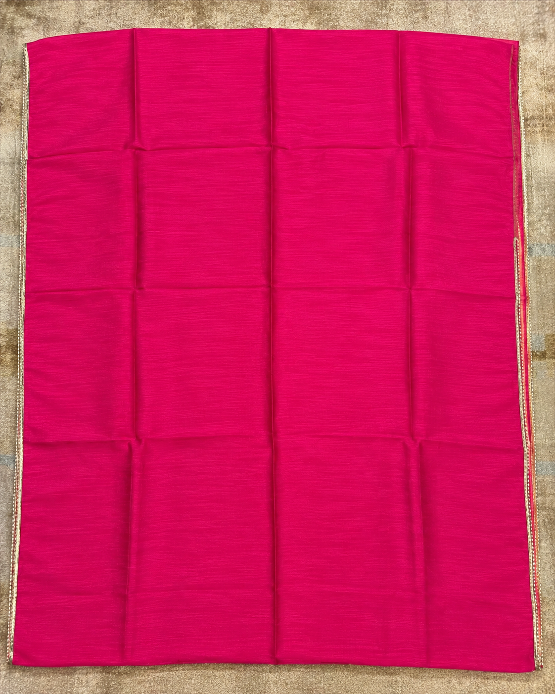 Bright Fuchsia Saree with Gotta & Cowrie Shell Lace