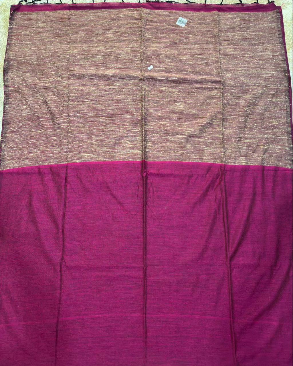 Wine Magenta Katia Ghicha Saree with Antique Bronze-Gold Pallu