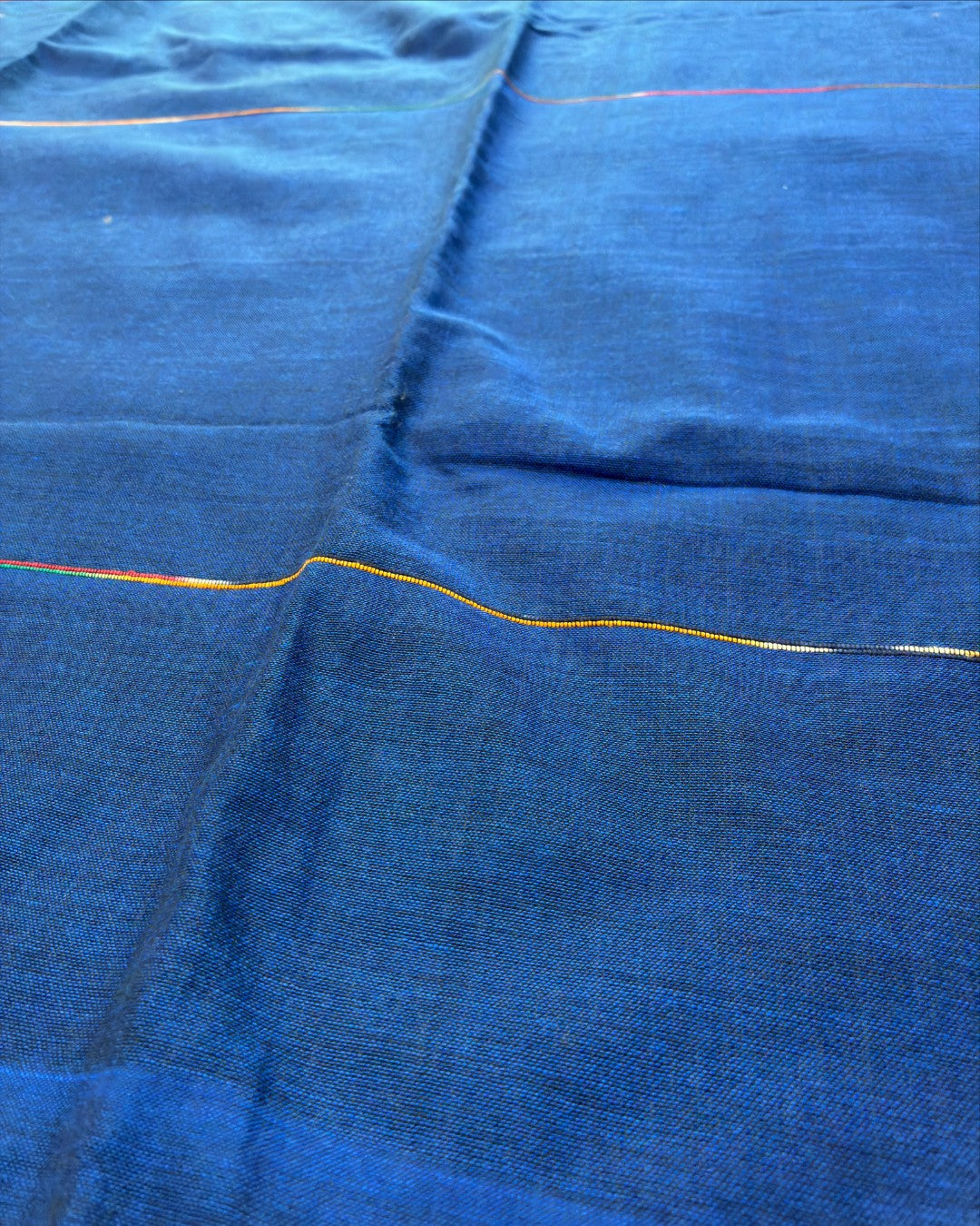 Blue Khadi with Multicolour Stripes