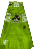 Mehendi Tussar Silk Saree with Folk Art Motifs