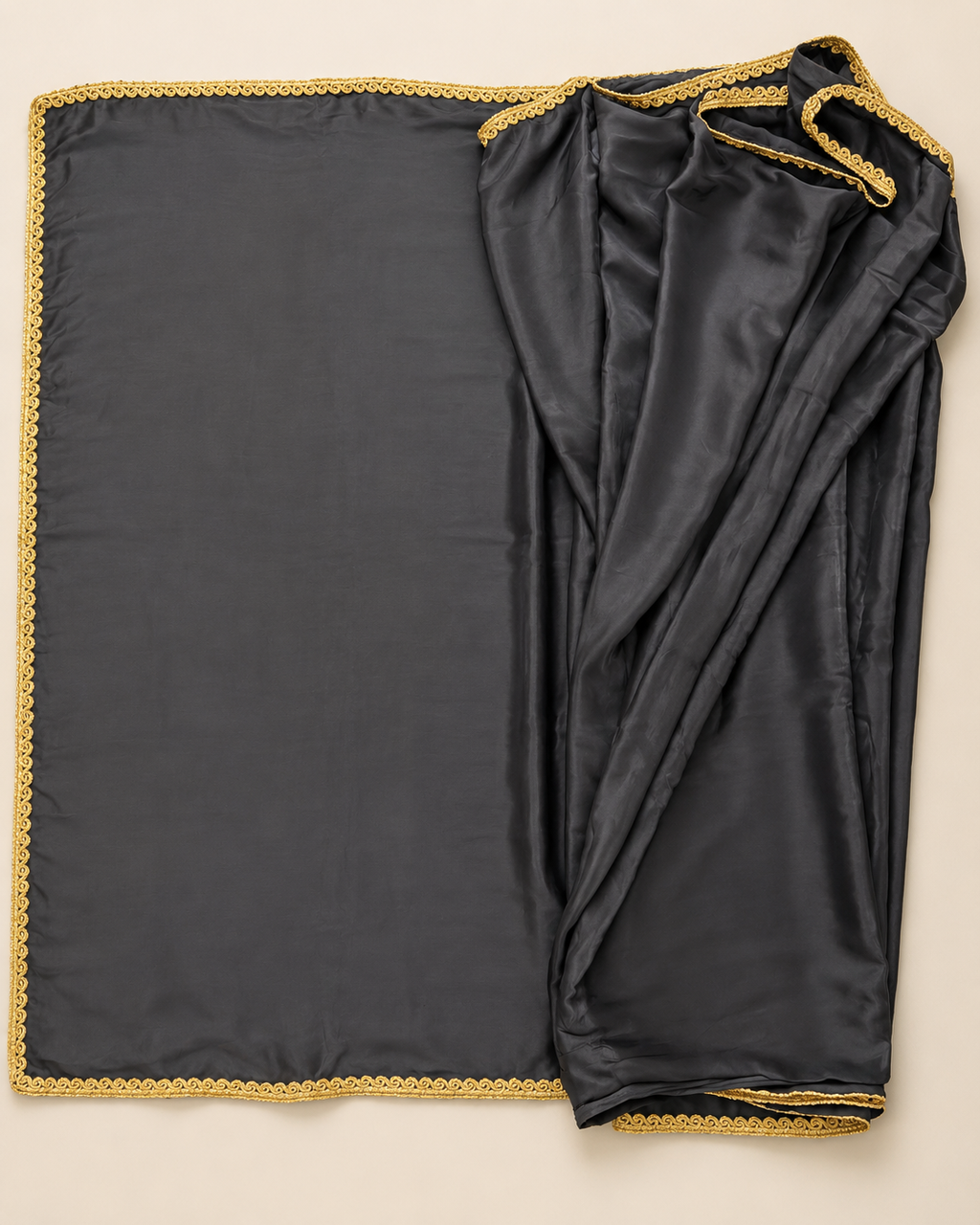 Classic Black Crepe Saree with Gold Zari Border