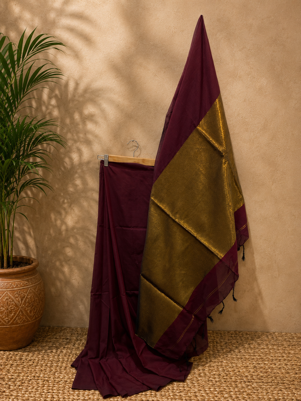 Nayantara Khadi Saree with Golden Aanchal