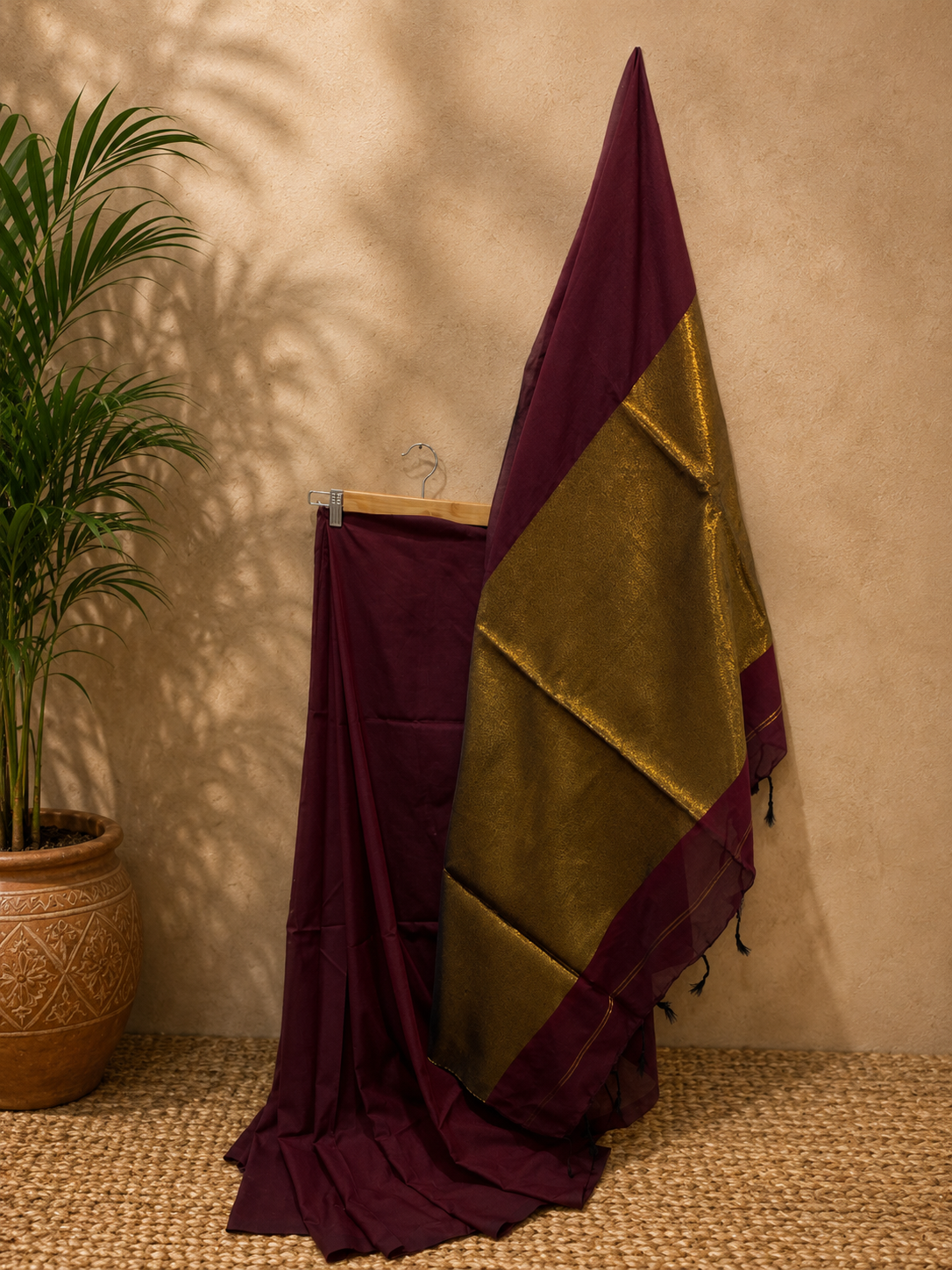 Nayantara Khadi Saree with Golden Aanchal