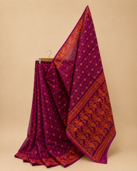 Magenta Orange Zari Jamdani Saree
