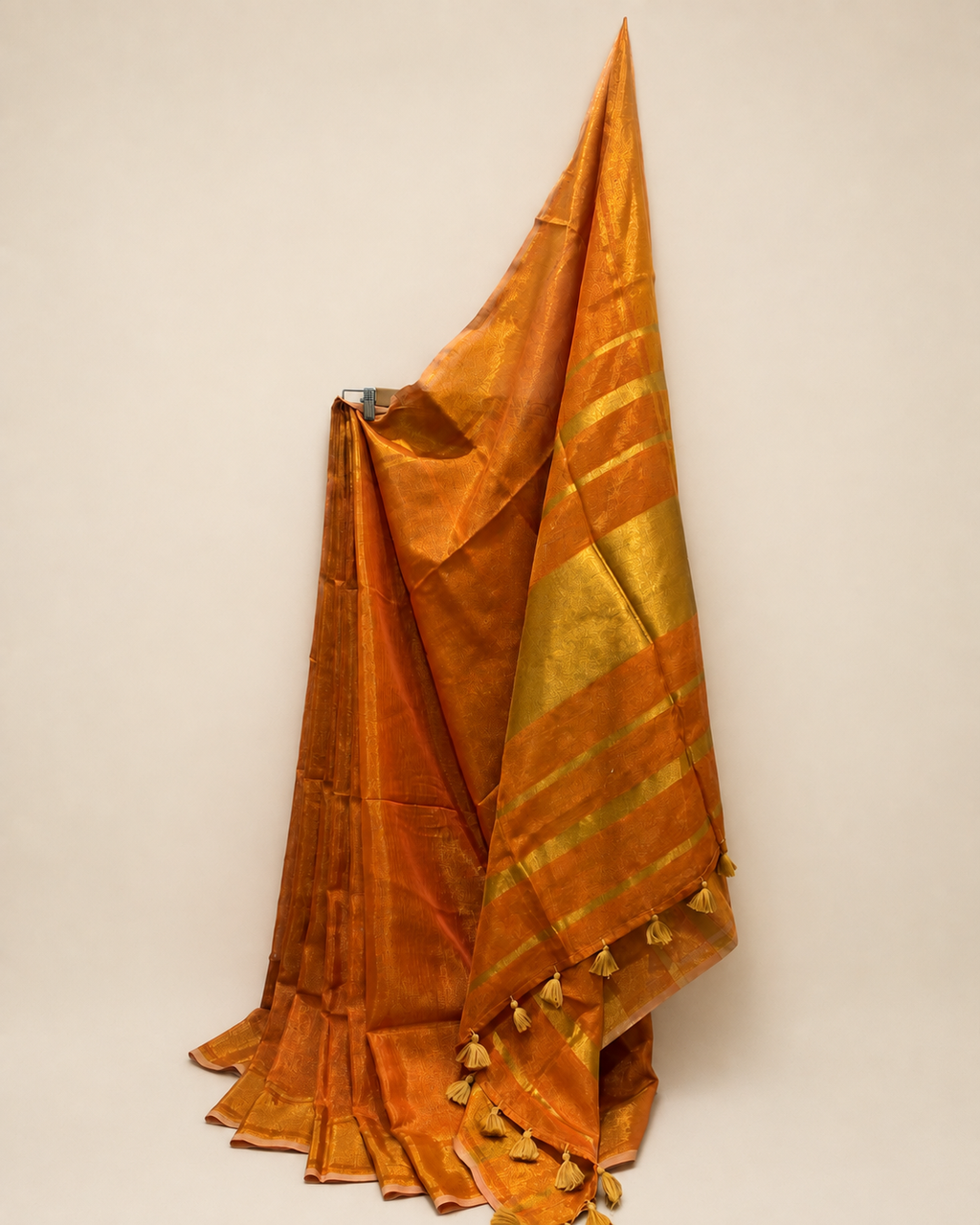 Orange Linen Tissue Saree
