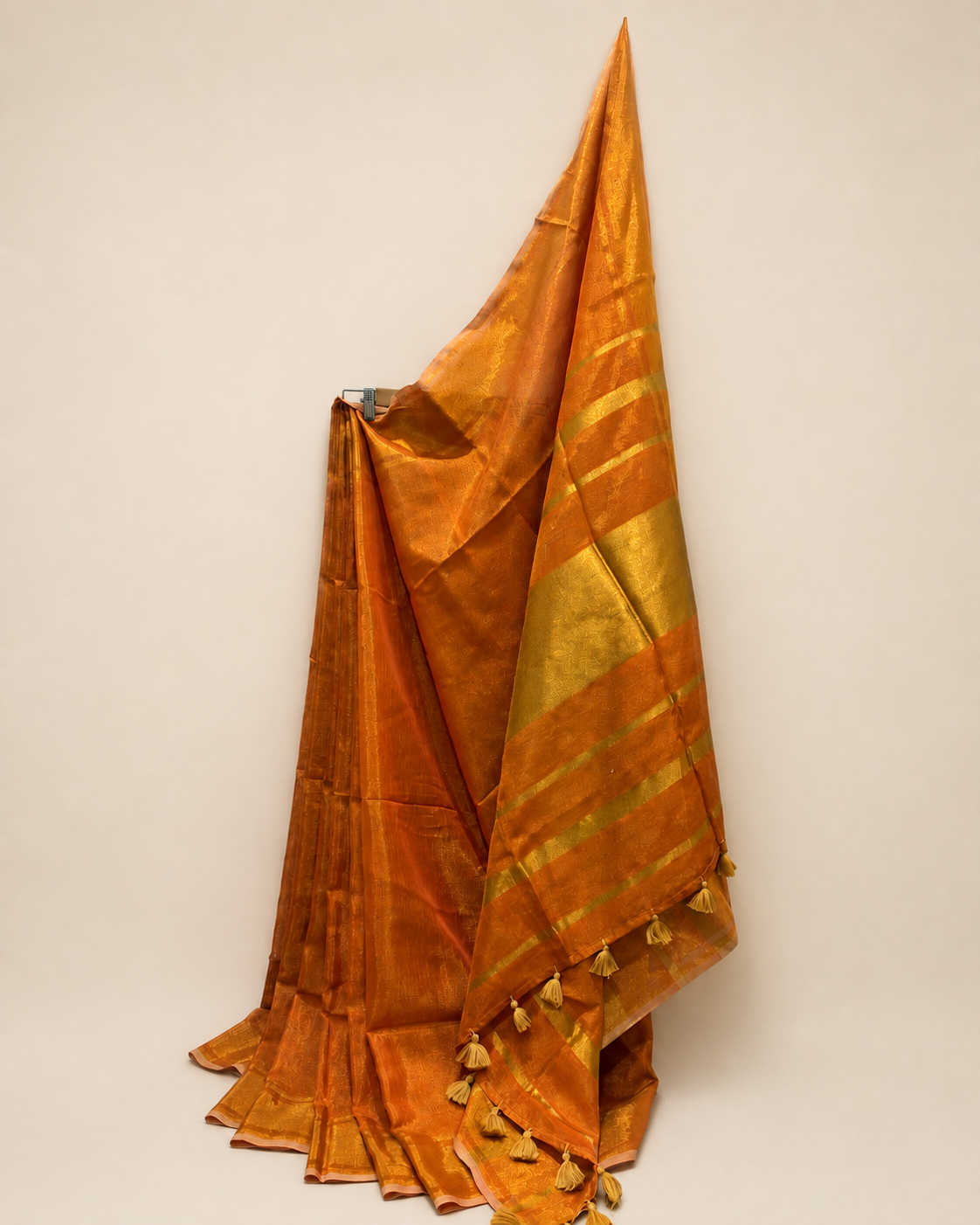 Orange Linen Tissue Saree