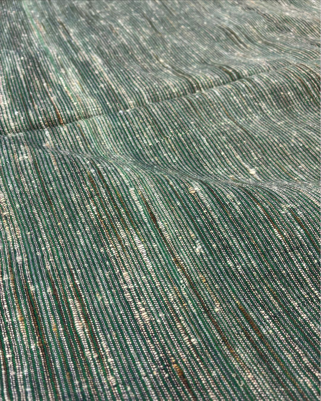 Bottle Green Katia Ghicha Khadi Saree with Antique Bronze-Gold Pallu
