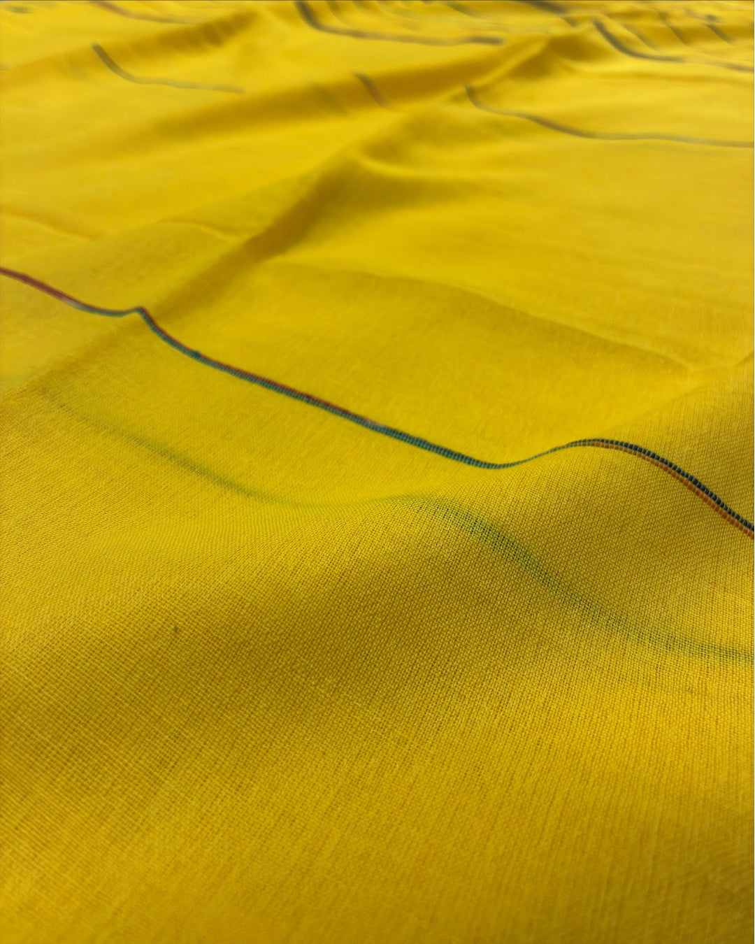 Yellow Khadi with Colourful Stripes