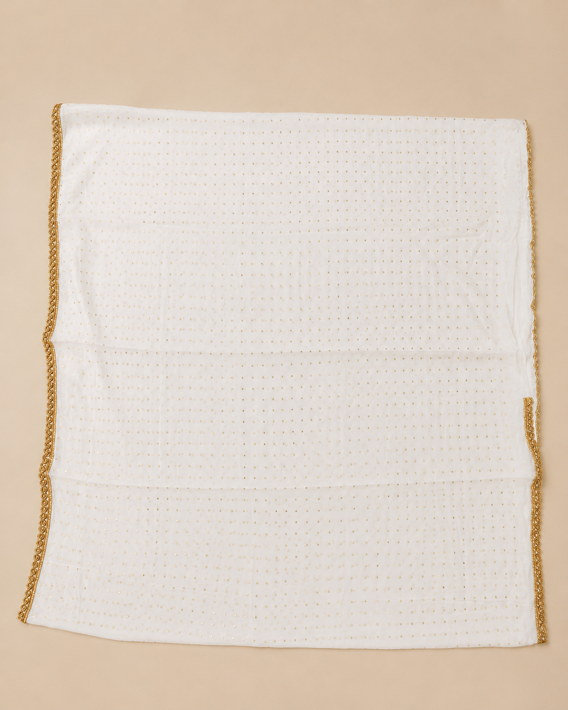 Golden Butti Chiffon Saree with Golden Lace