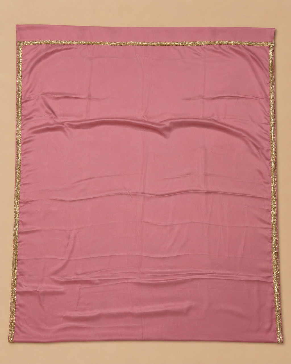 Dusty Rose Satin Saree with Golden Lace