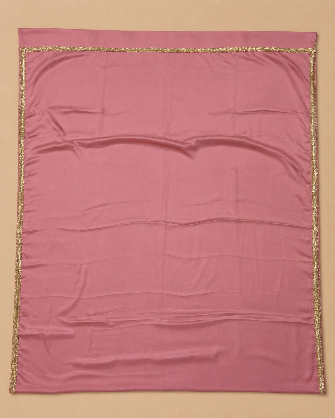 Dusty Rose Satin Saree with Golden Lace