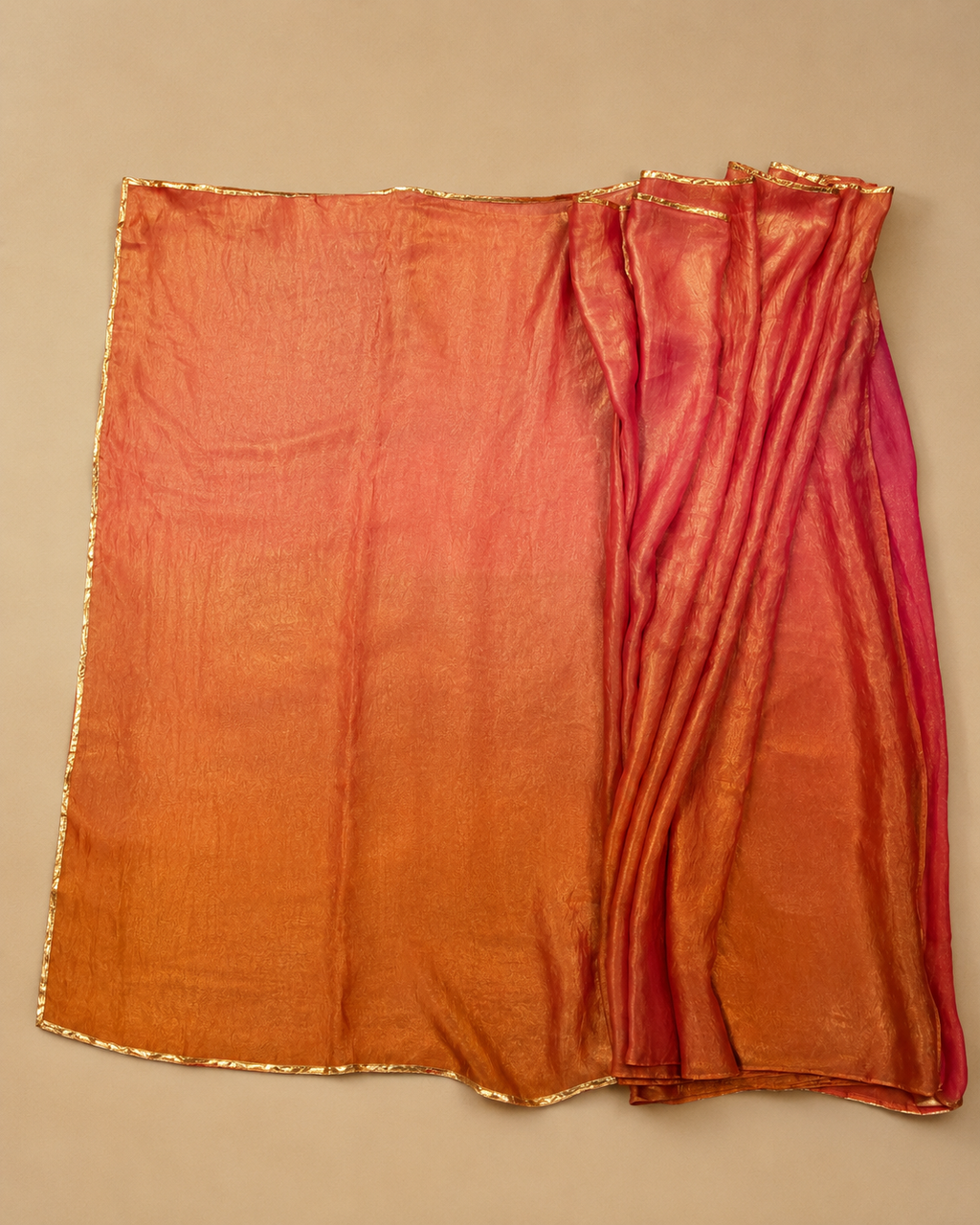 Silk Two-Tone Saree – Sunset Elegance