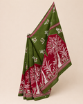 Mehendi Cotton Saree with Prints