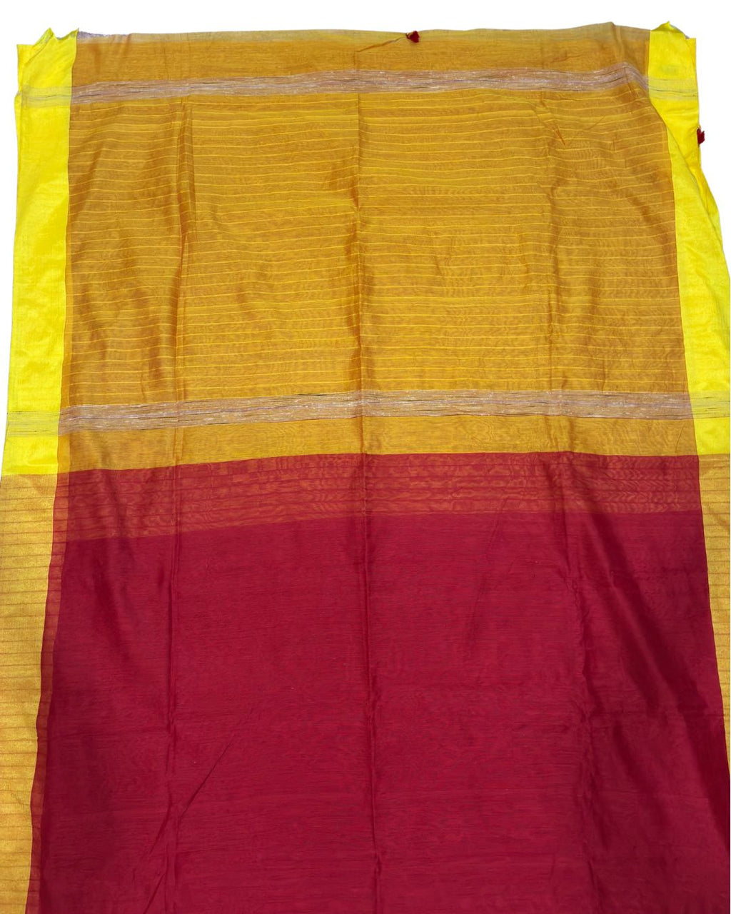 Rani Pink Dola Saree with Yellow Border