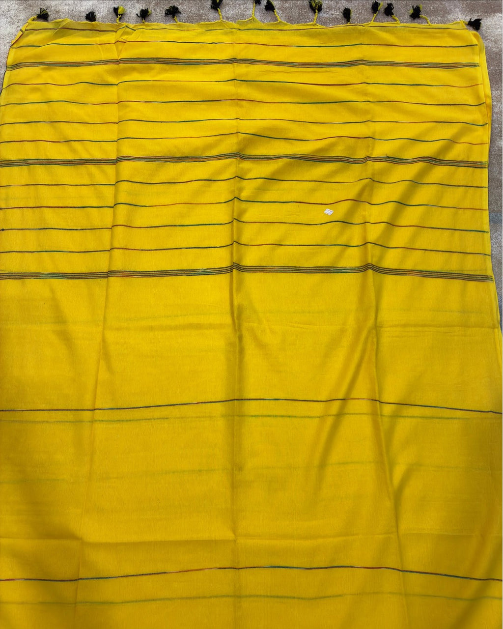 Yellow Khadi with Colourful Stripes