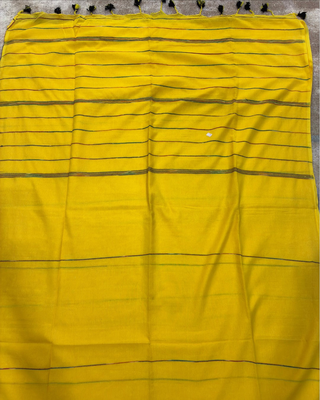 Yellow Khadi with Colourful Stripes