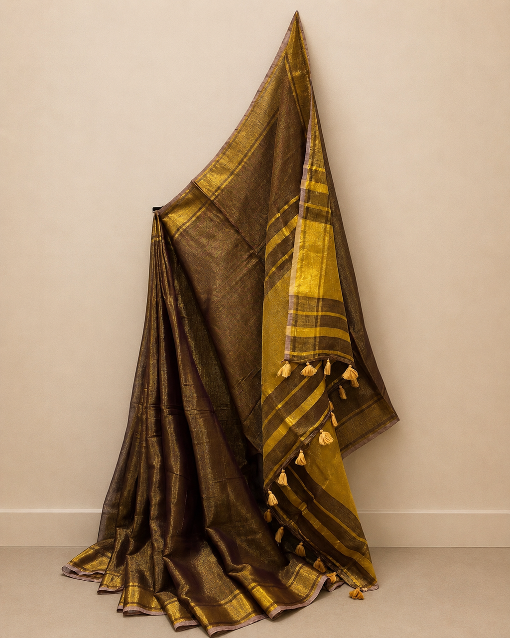 Bronze Linen Tissue Saree