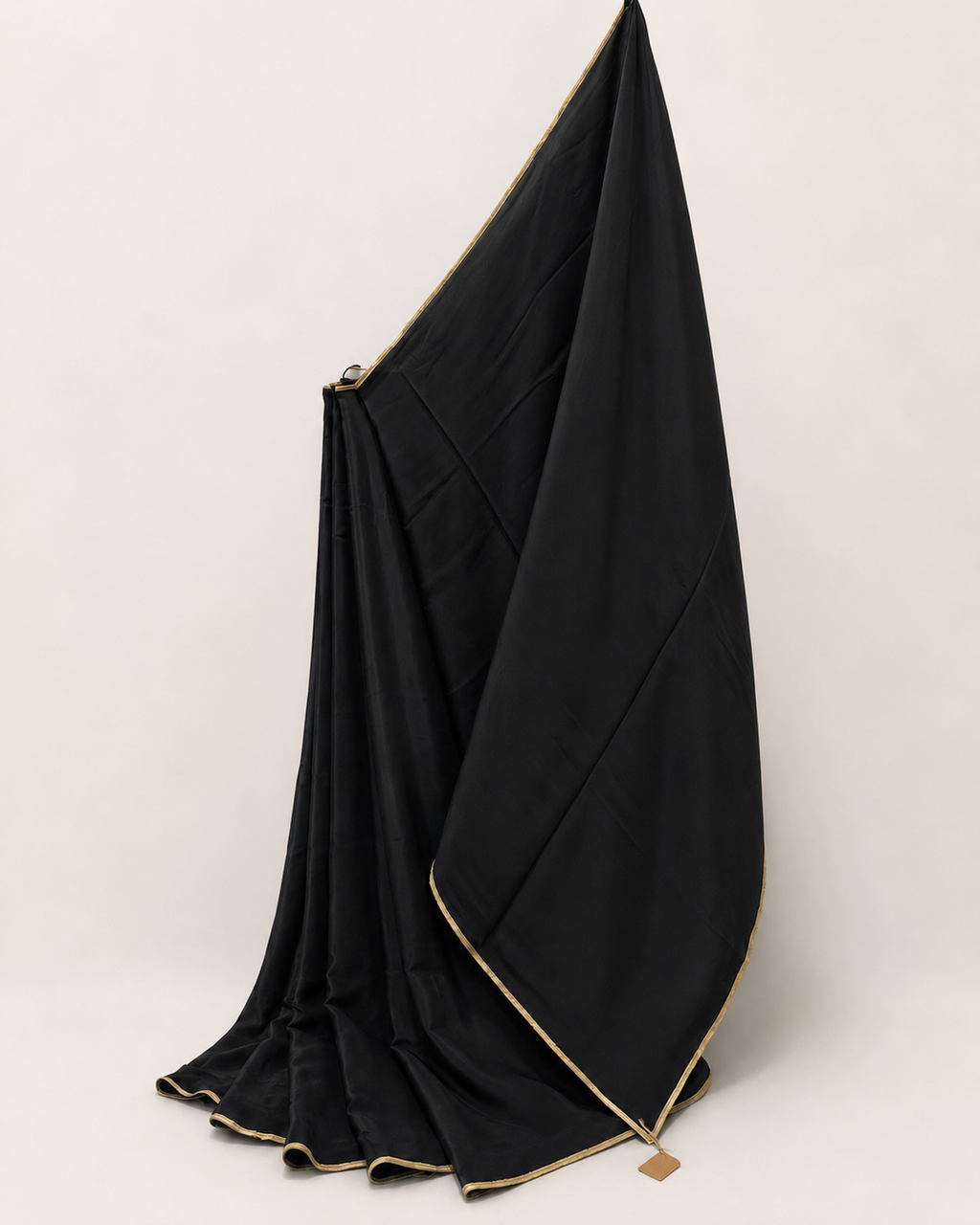 Classic Black Crepe Saree with Gold Border