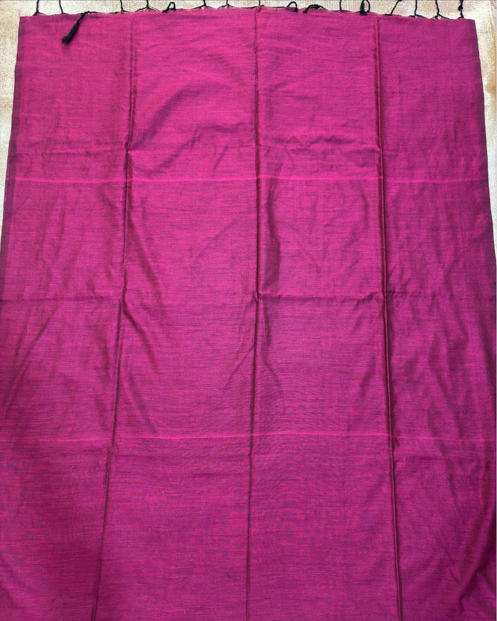Wine Magenta Katia Ghicha Saree with Antique Bronze-Gold Pallu