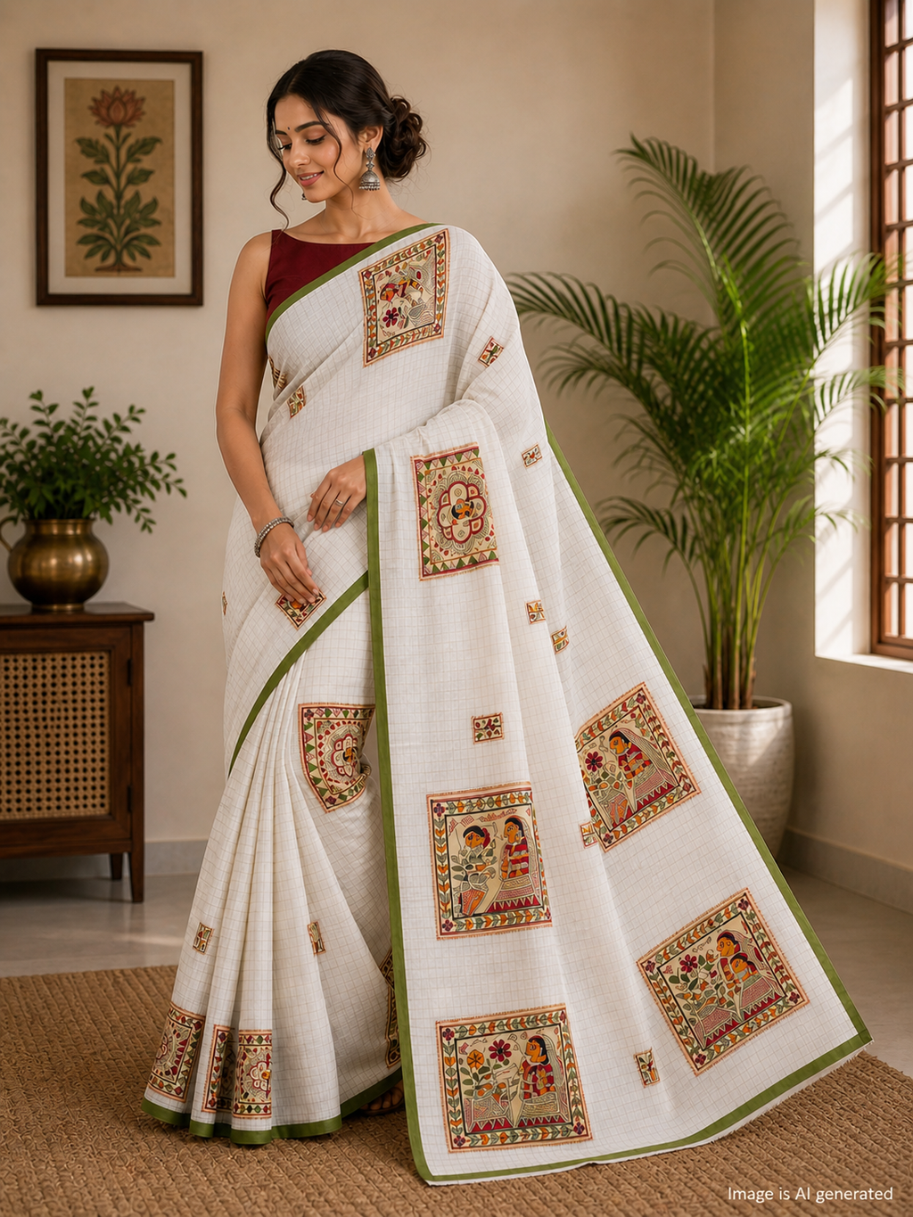 Handcrafted Madhubani Cut Saree