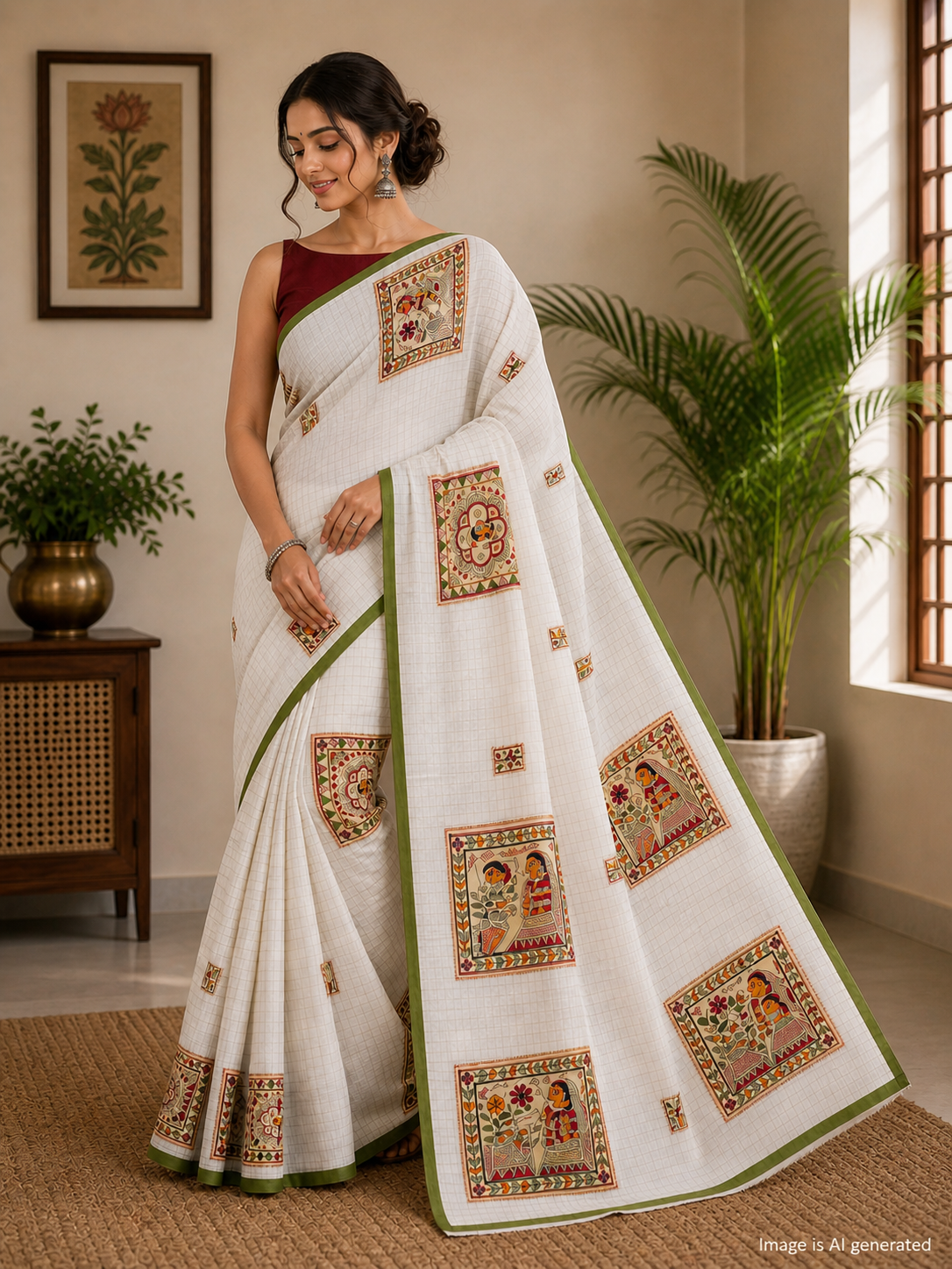 Handcrafted Madhubani Cut Saree