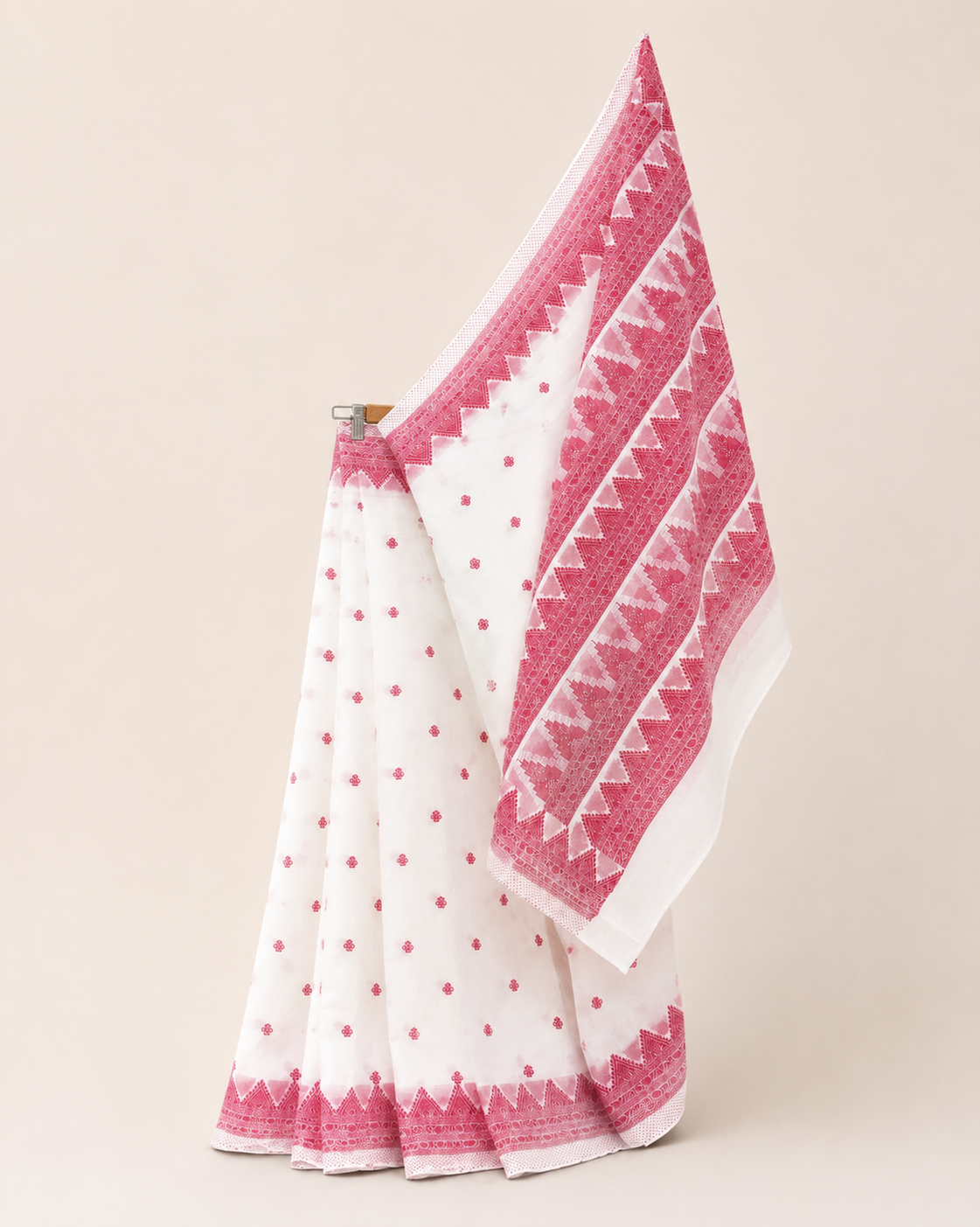 Bengali Cotton Saree with Red Border