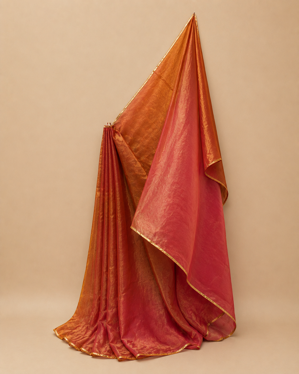 Silk Two-Tone Saree – Sunset Elegance