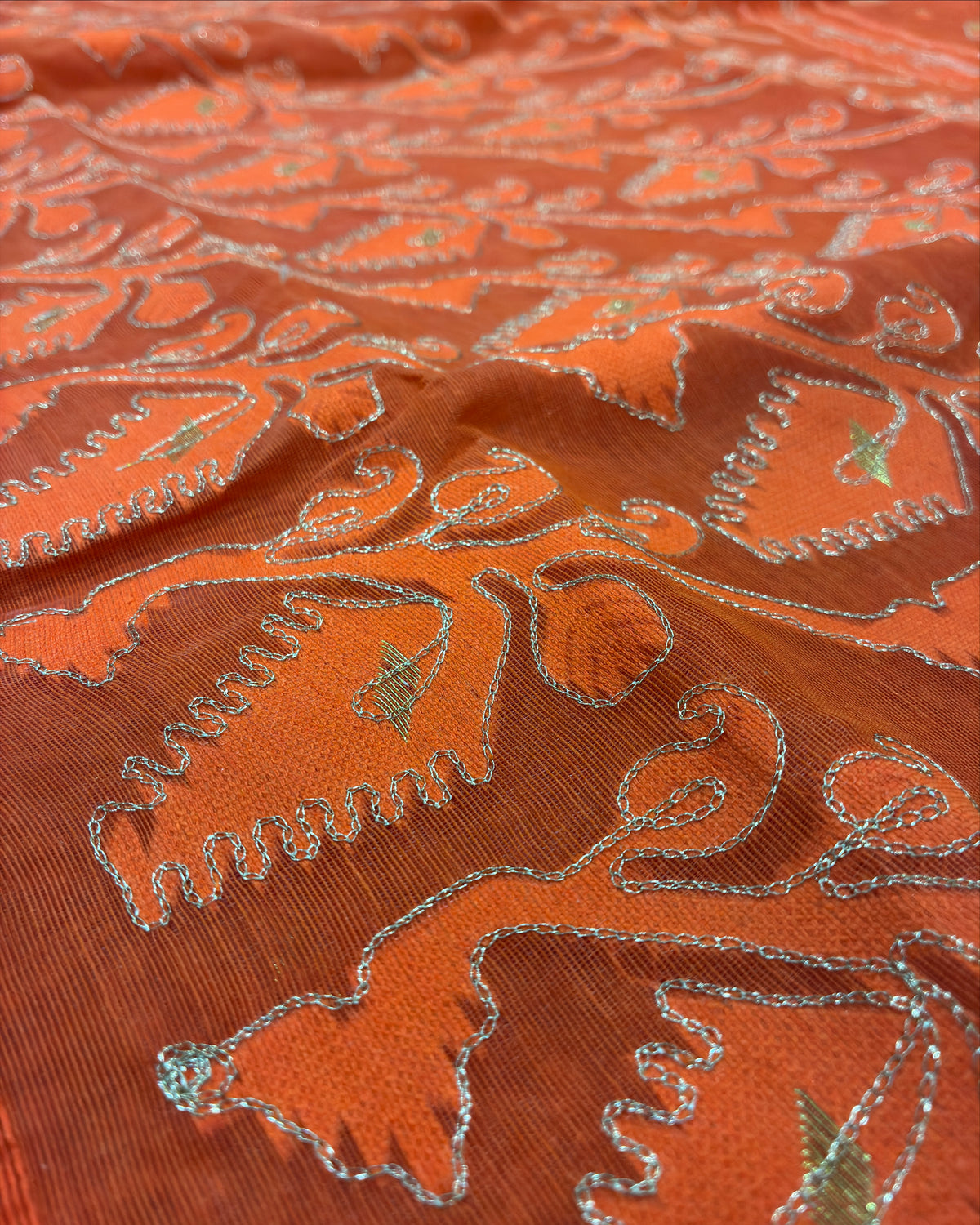 Orange Zari Jamdani Saree