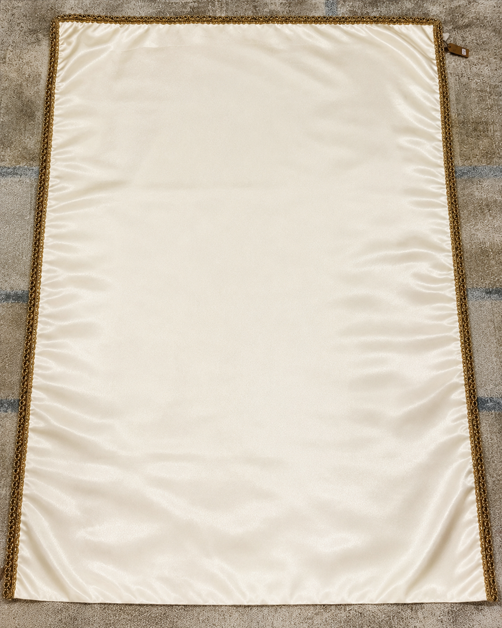 Ivory Satin Saree with Golden Lace
